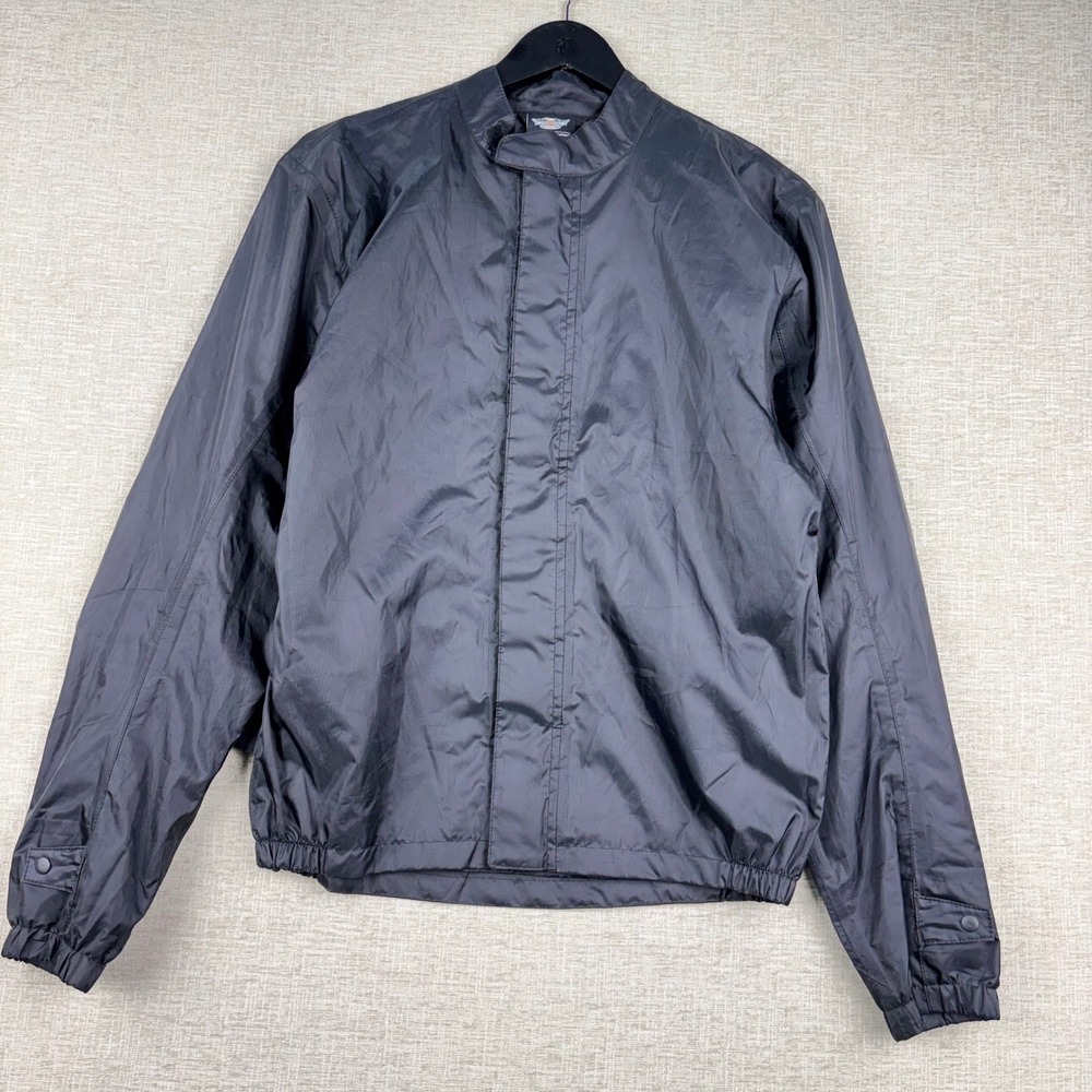 Harley-Davidson Mens Small Blck Lightweight Riding Jacket Mock Neck Windbreaker